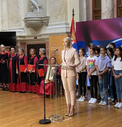 30 September 2022 National Assembly Deputy Speaker Sandra Bozic at the opening of the children’s exhibition on the topic: Bridge of Understanding – Intergenerational Solidarity